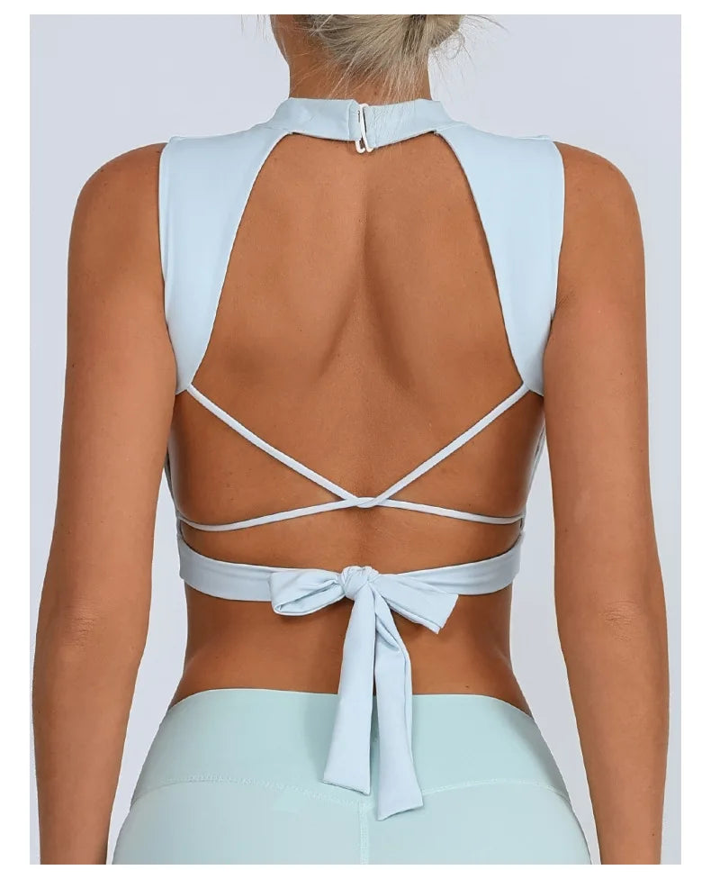 FUBEIKE Sports Bra Yoga Clothing Beauty Back Backless Quick-Drying Strap Sporty Woman Top Fitness Yoga Wear Sportswear