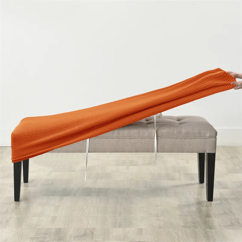 1pc Elastic Ottoman Cover Rectangle All-inclusive Stool Covers Solid Piano Bench Seat Covers Anti-dirty Removable Home Decor