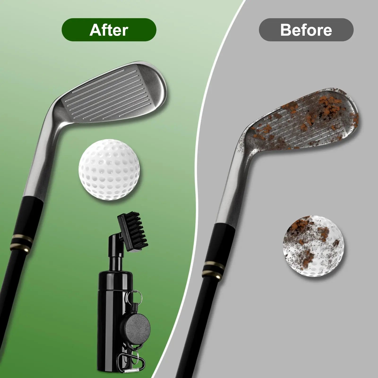 Golf Club Head Cleaning Brush, For U-shaped And V-shaped Grooves With Retractable Buckle