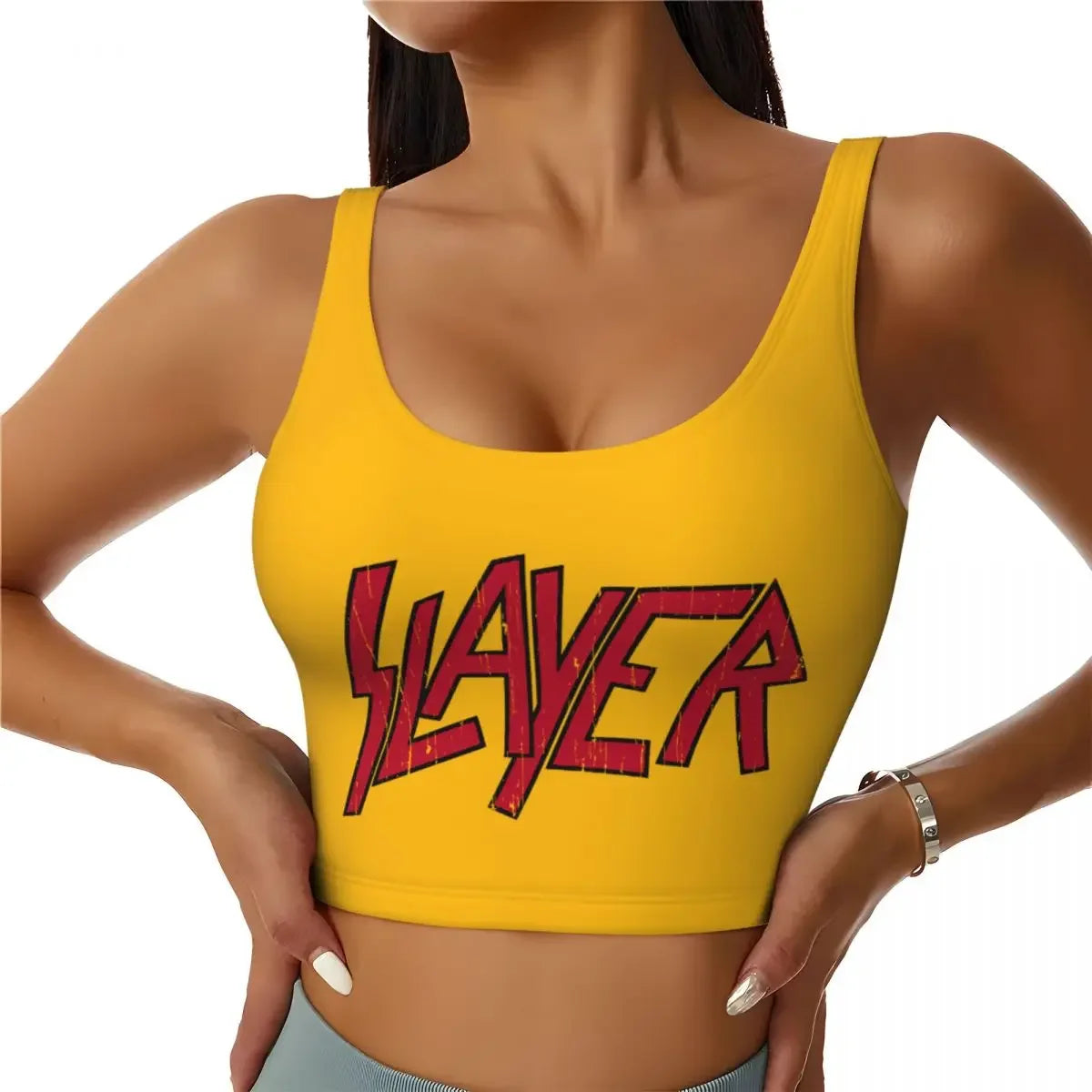 Custom Slipknots Workout Crop Tank Tops Women Heavy Metal Rock Music Running Yoga Sports Bras