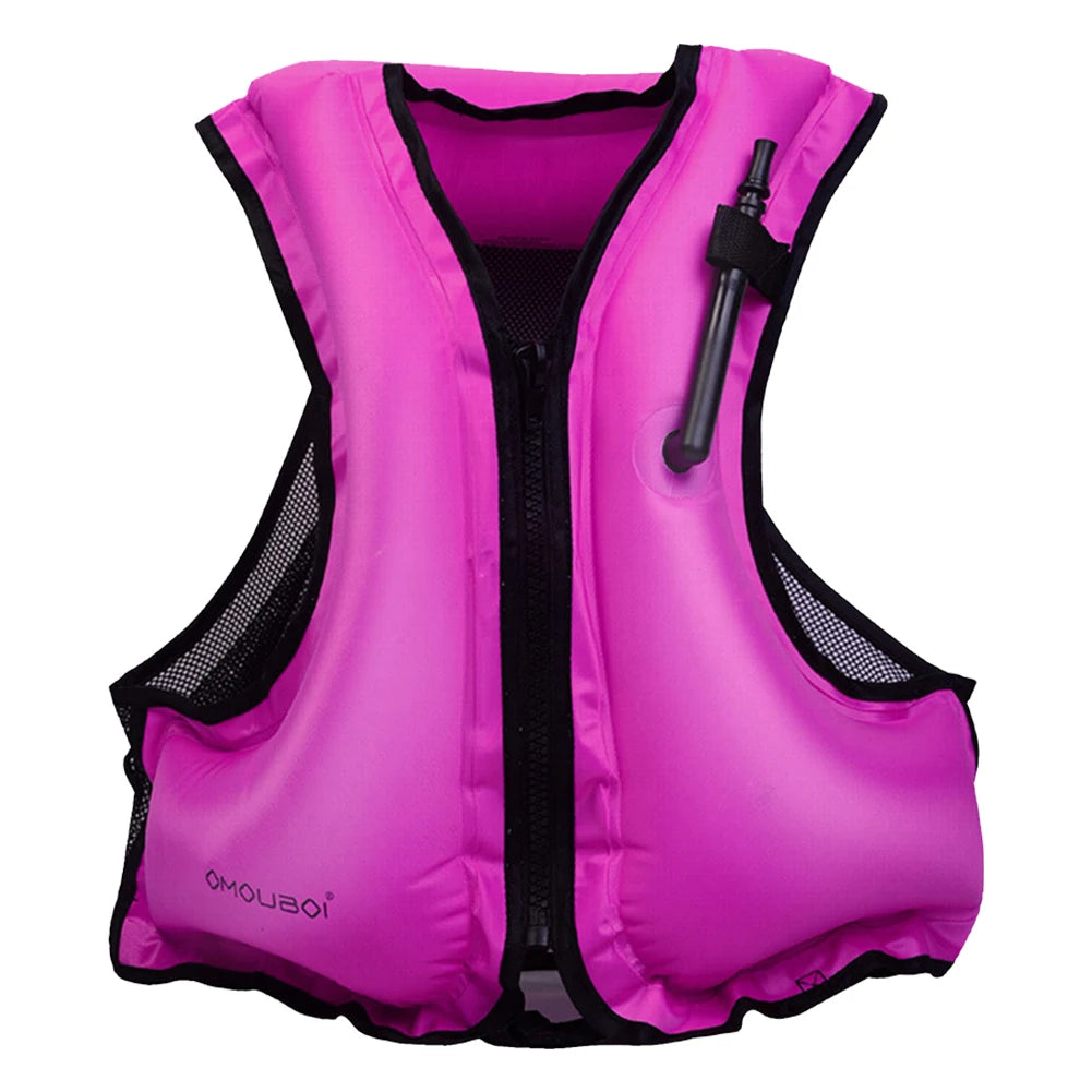 Inflatable Snorkeling Vest Adjustable Water Sports Safety Vest Breathable Inflatable Buoyancy Vest for Swimming Kayaking Boating