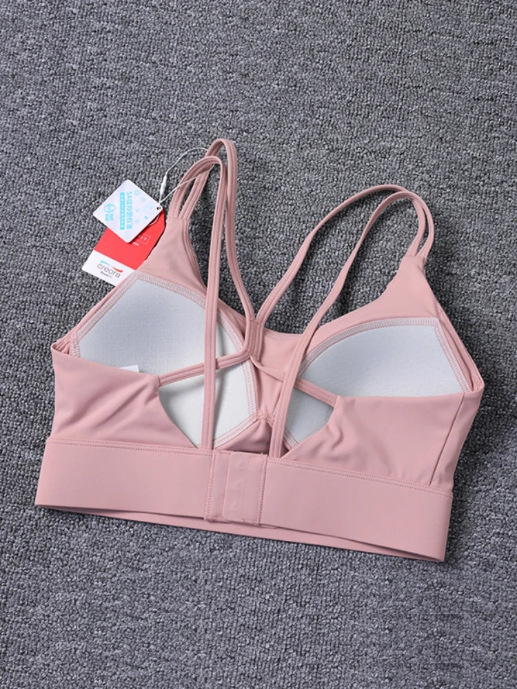New Women's Sports Bra Padded Without Bones Cross Back Fitness Busty Underwear High Support Impact Running Gym Vest Yoga Bras