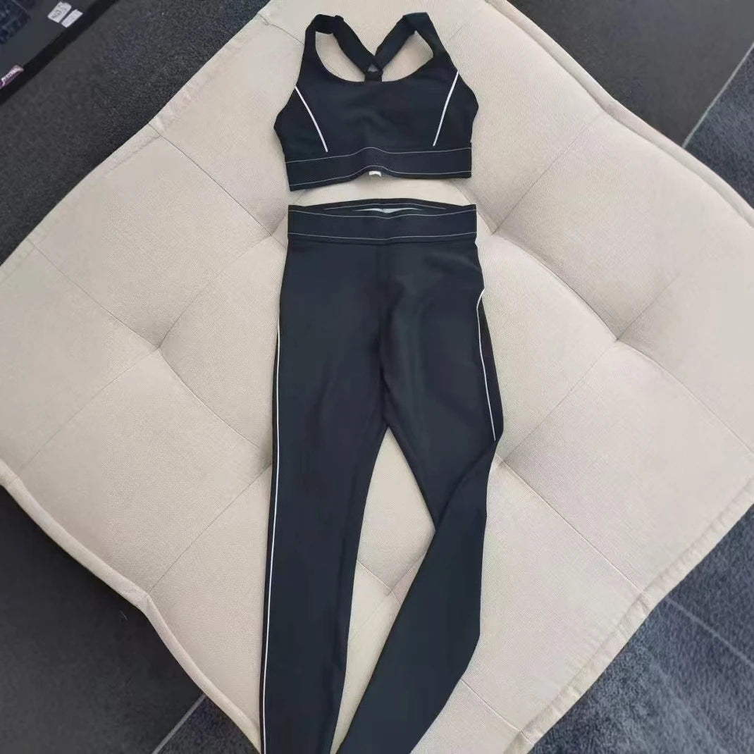 al Yoga clothing sports suit women high elastic hip lifting leggings thin fitness yoga pants shockproof gathering sports bra