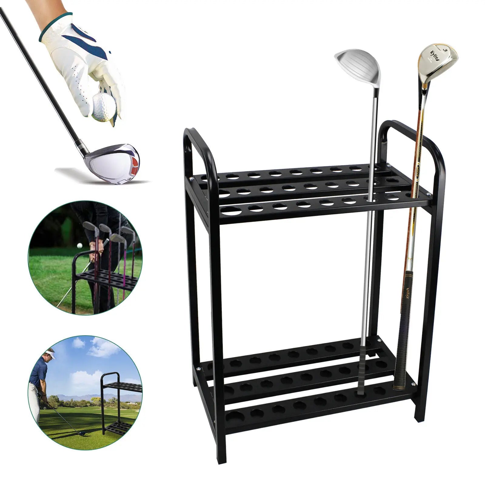 27 Holes Steel Golf Club Holder Display Stand Organizer Golf Club Storage Rack