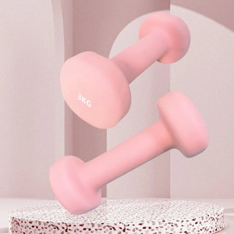 Yoga Flat Head Scrub Impregnated Plastic Dumbbells For Men And Women Home Exercise Sports Equipment Solid Cast Iron Dumbbells