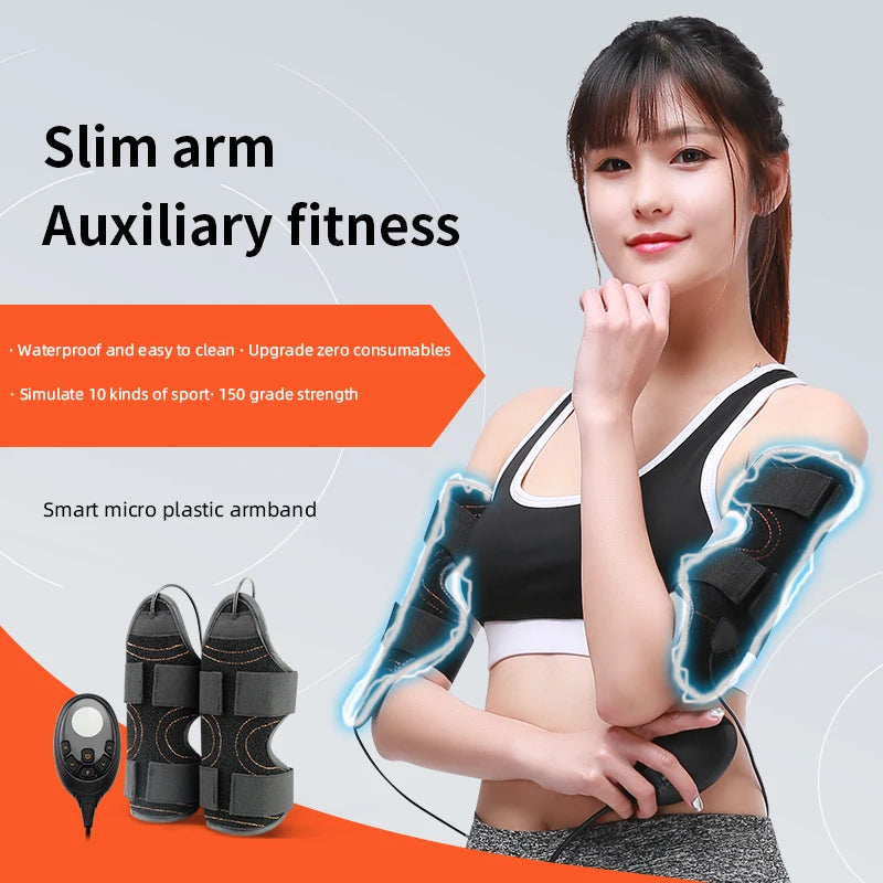 Electric Muscle Stimulator ABS Toning Belt,Gym Sports Weight Loss Body Shaper Vibrator Arm Belly Waist Massager EMS Arm Traine