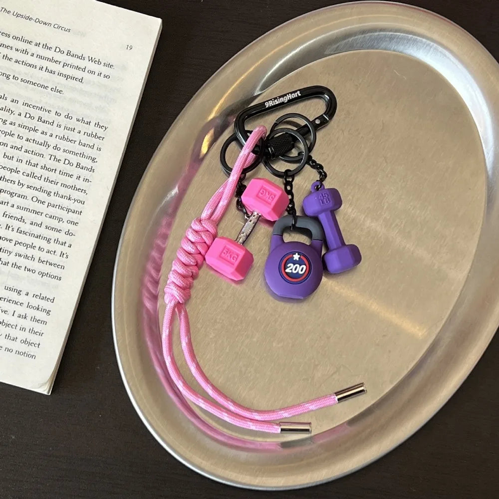 Mini Barbell Plates Key Chain with D-shaped Buckle Kettlebells Simulation Dumbbells Keyring Water Cups Creative