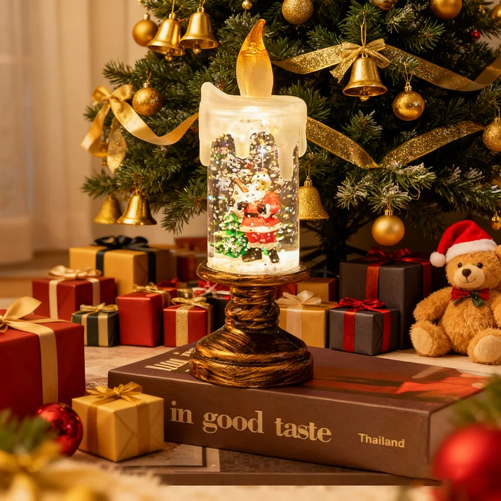 1pc Christmas transparent Snow lights, Battery-powered Christmas Crystal lights, Christmas Glowing Snow Globe