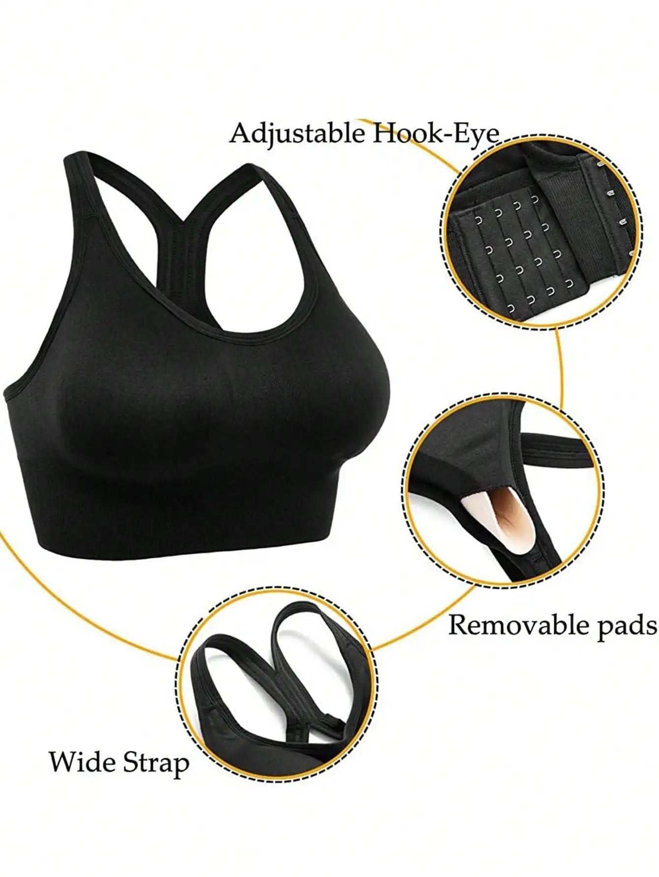 4 PCS Sports Bra for Women Seamless Summer Bras Crisscross Double Back Hooks Adjustable High Impact Sports Bras Shockproof