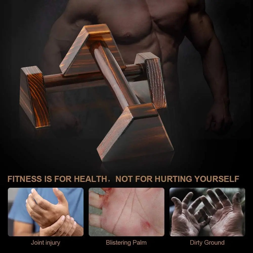 25cm/50cm Push Up Stand with 1 Pair of Wooden Push Up Poles and Anti Slip Base for Home Exercise Equipment Strength Training