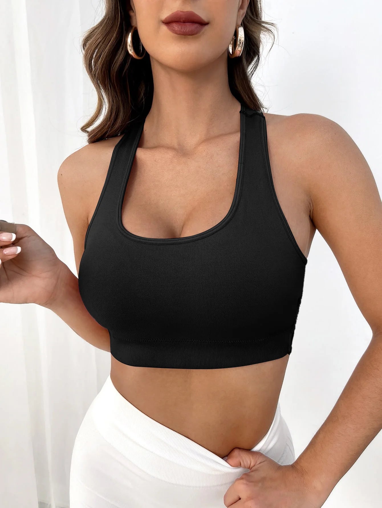 Sports Bras for Women Sexy Crisscross Back Seamless Padded Sports Bra Medium Support with Removable Pads