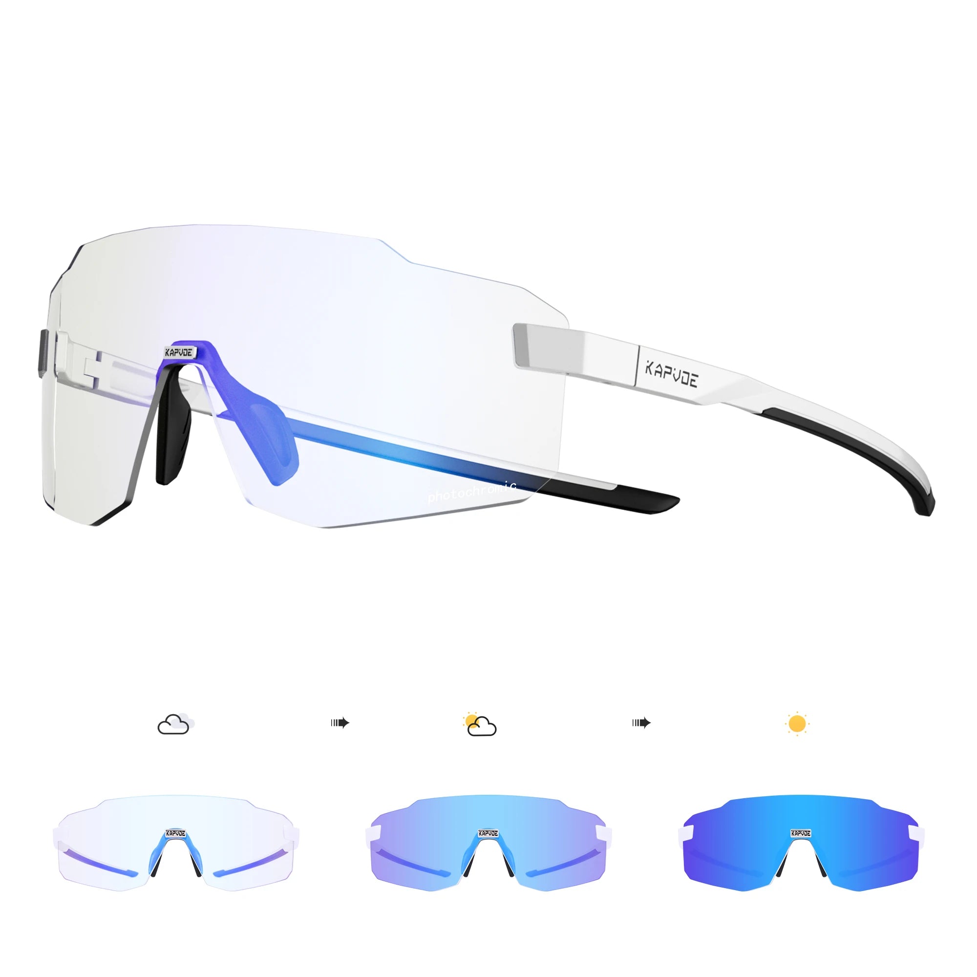 Kapvoe Photochromic Cycling Glasses UV400 Running Sunglasses Lightweight Bicycle MTB Bike Eyewear Sports Safety Goggles