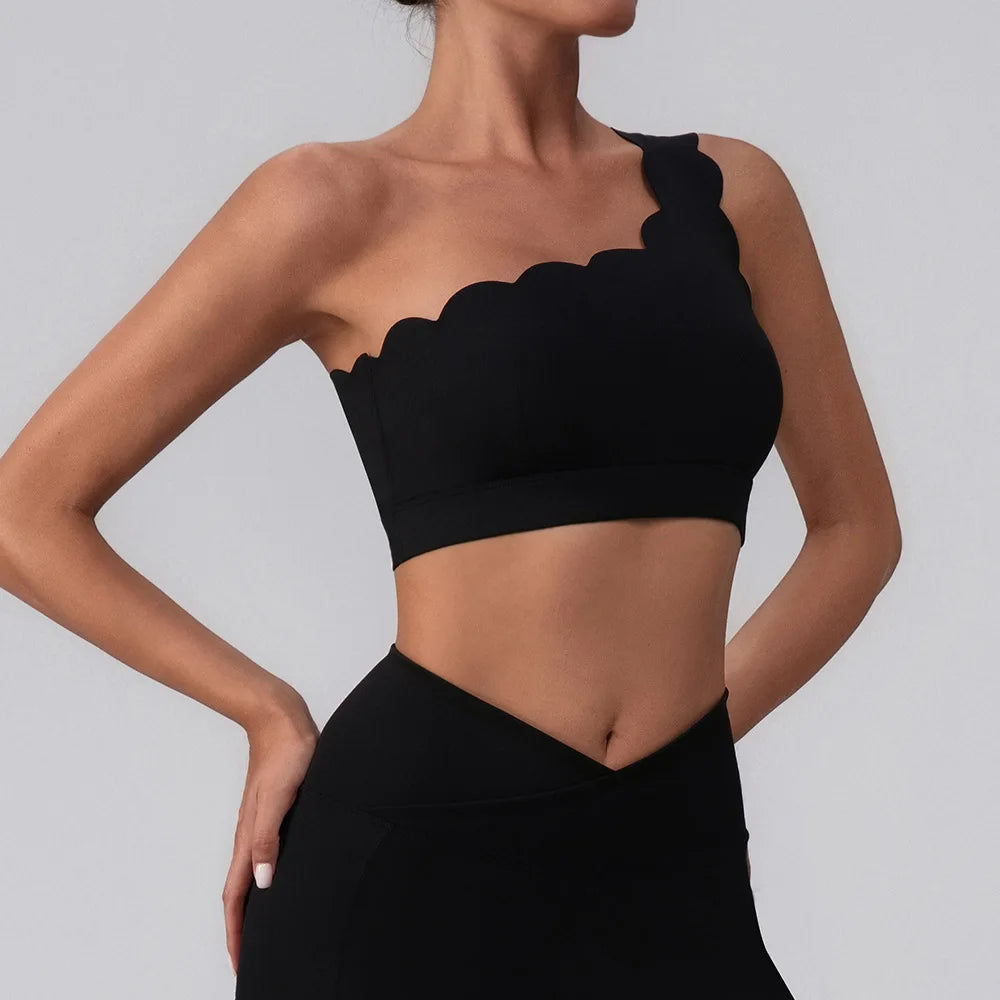 One Shoulder Sports Bras for Women Workout Top Yoga Underwear