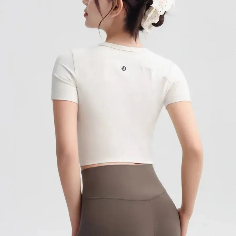 Yoga clothing women summer fashion short-sleeved sports T-shirt tops tight fitness clothing