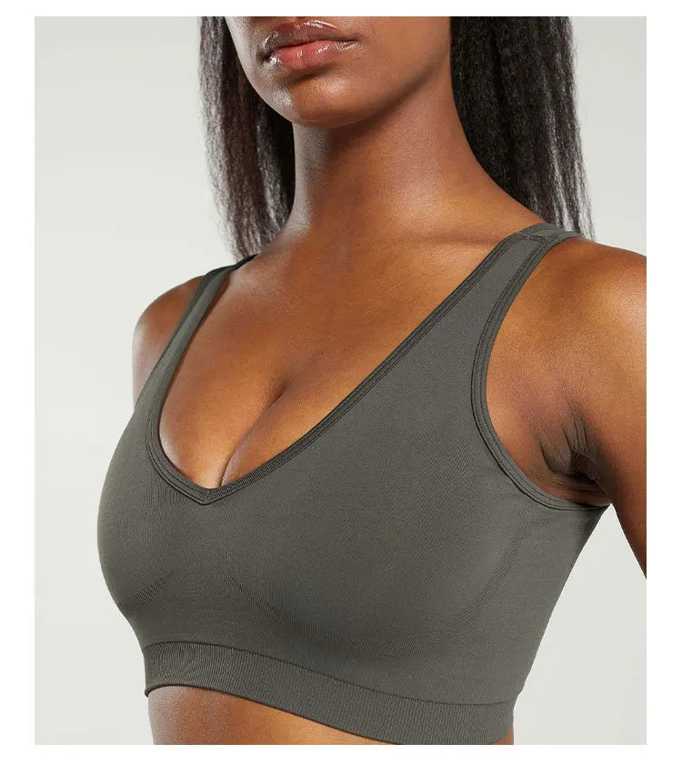 Sports Bra Seamless Halter Neck Strap Bra Open Back Fitness Yoga Top Bras Support Women Workout Gym Crop Top