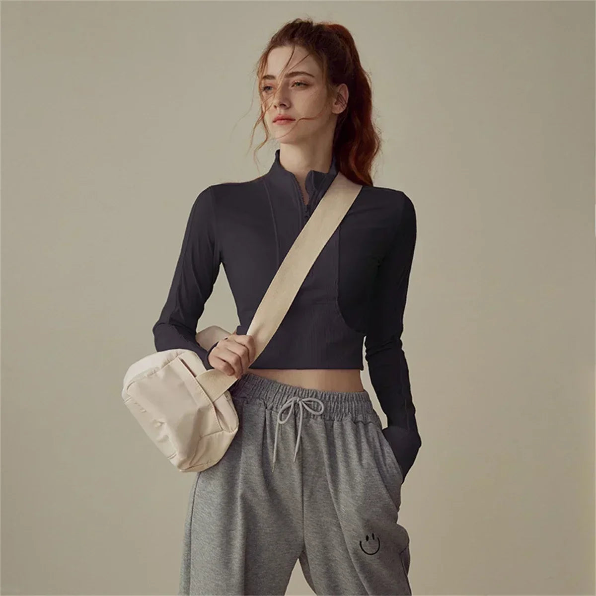 Yoga Sports Tops Jacket Half Zip Tight Long Sleeve Running Fitness Clothes Training Yoga Clothing Jacket