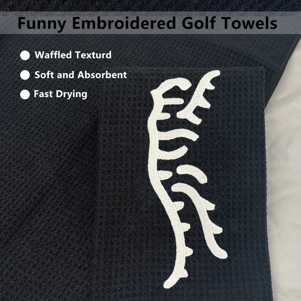 1pc Tiger Embroidered Golf Towel, Microfiber, Waffle Texture, Soft Material, with Carabiner, for Golf Bags and Accessories