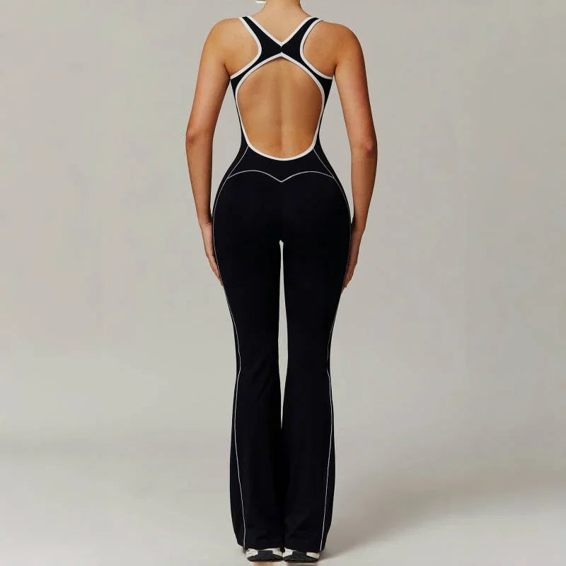 Seamless Yoga Jumpsuits Sports Fitness Peach Hip Backless wide-leg trousers One-Piece Workout Clothe Gym Bodysuit for Women