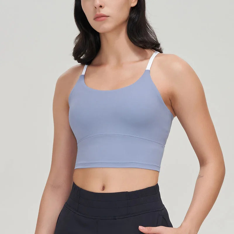 SOISOU Top Women Sports Bra Cross Beautiful Back Gym Fitness Workout Shockproof Running Tops Yoga Bra For Women Sport Wear