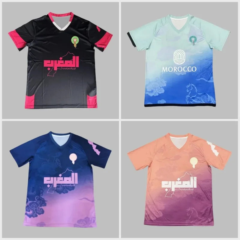 Morocco Soccer Training Jersey Men Women Clothing Special Player Version Breathable Quick Dry Elastic Sports Casual Moto T Shirt