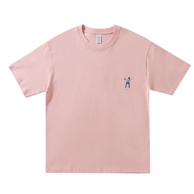 Summer New Golf T-shirt Unisex Golf Round Neck Top Breathable Loose Sports T-shirt Golf Wear for Men and Women