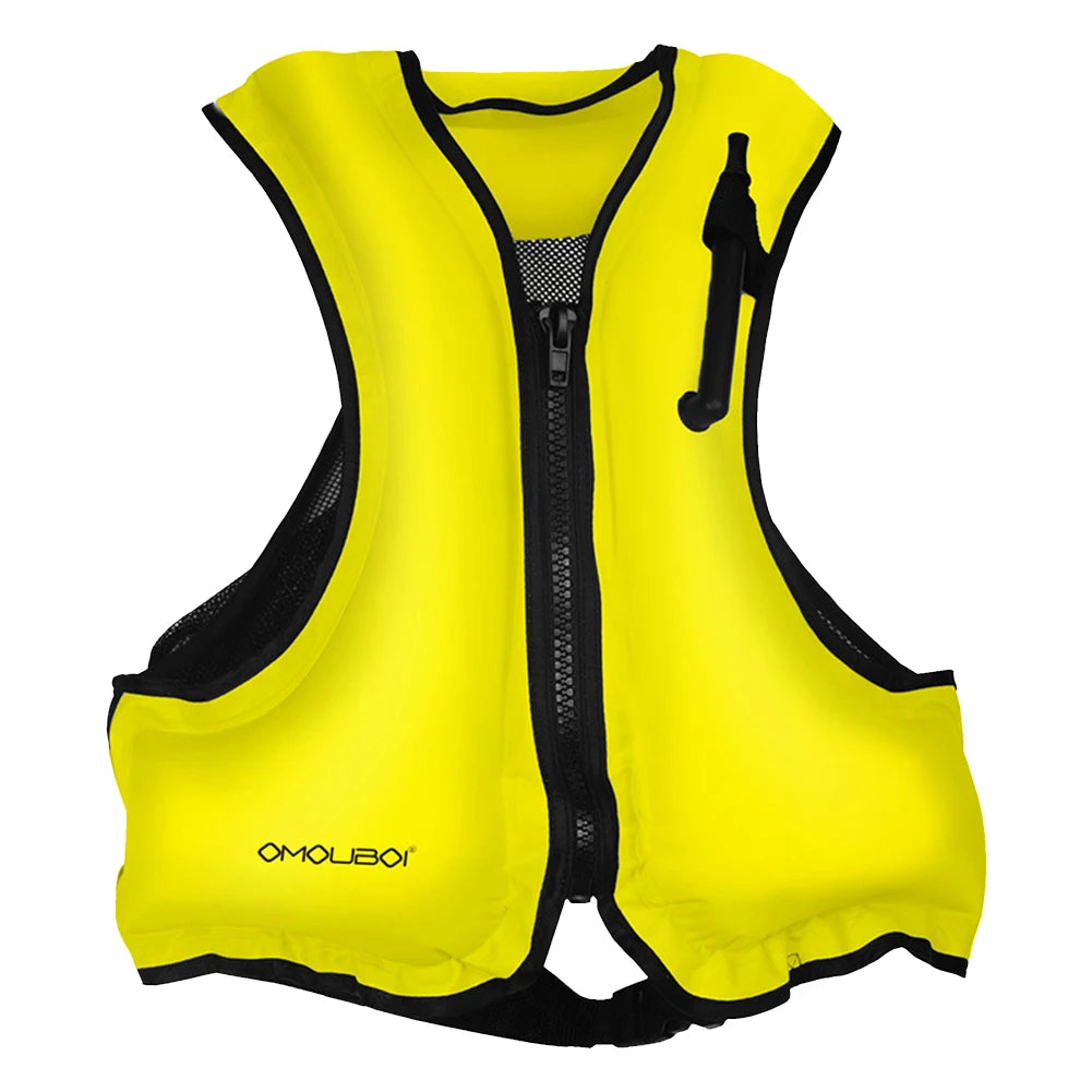 Inflatable Snorkeling Vest Adjustable Water Sports Safety Vest Breathable Inflatable Buoyancy Vest for Swimming Kayaking Boating