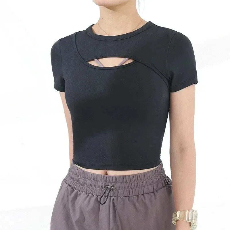 Yoga clothing women summer fashion short-sleeved sports T-shirt tops tight fitness clothing
