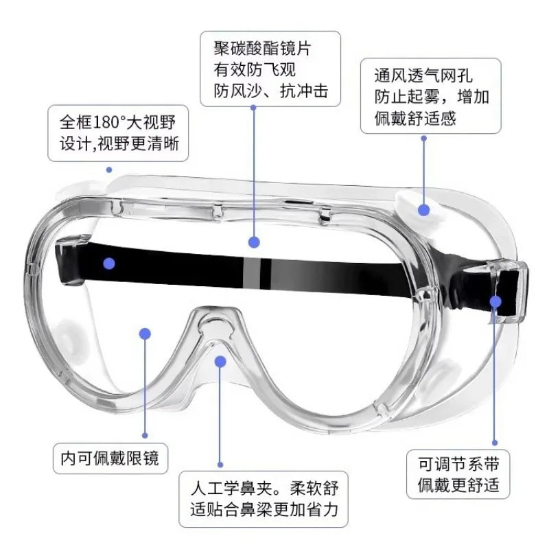 Safety Goggles Outdoor Sports Anti-Fog Dust Protection Sand Prevention Anti-Impact Goggles Eye Protection Work Lab Goggles