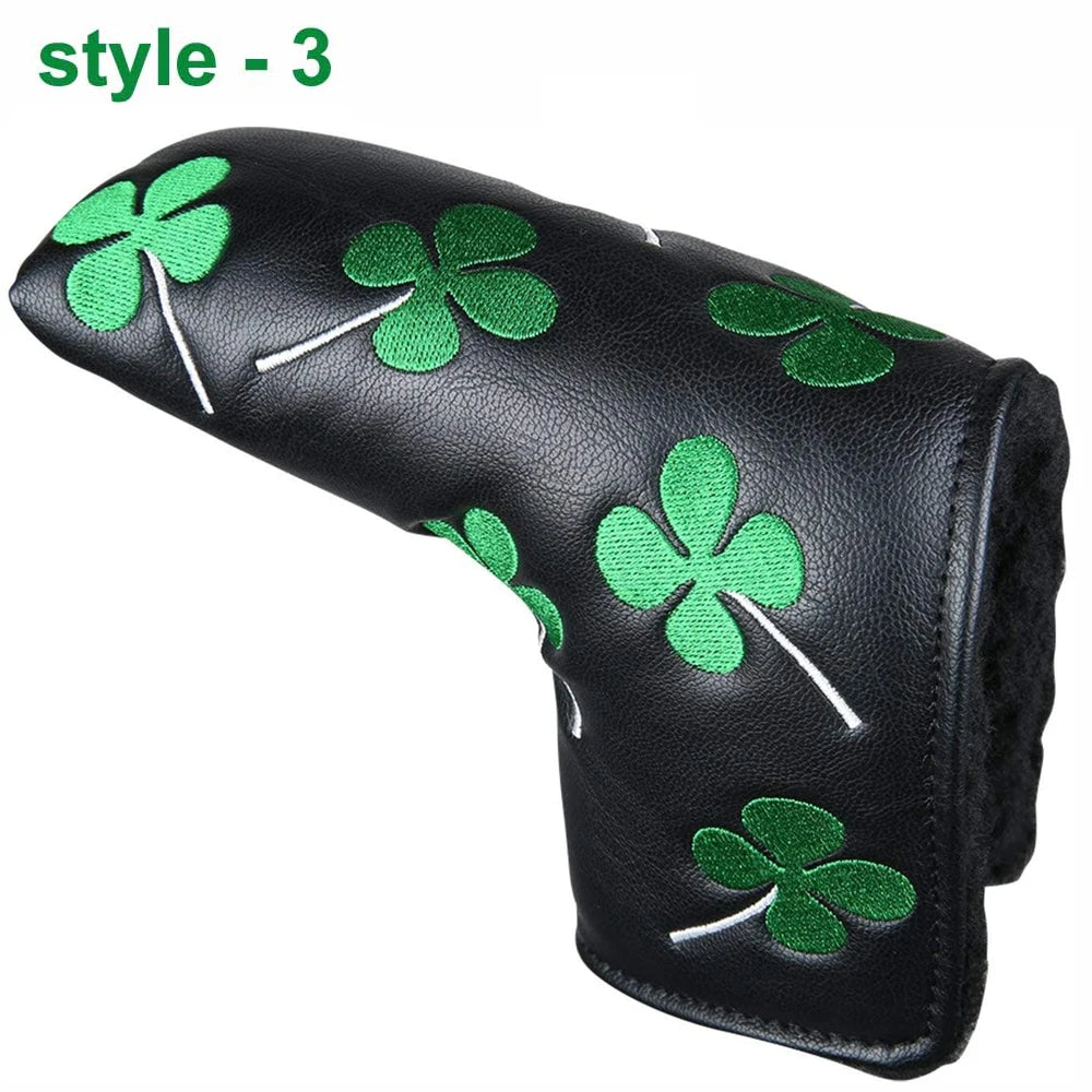 Golf Blade Putter Head cover Head Cover for Golf Clubs,Lucky Clover Putter Head Cover for Golf Clubs Men,White PutterCover Blade