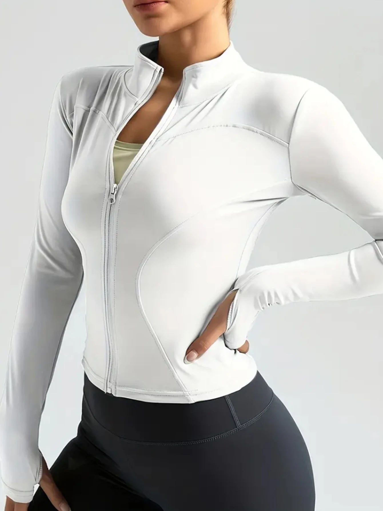 Yoga clothes women's autumn and winter sports yoga coat standing collar long sleeve top Pilates training running fitness clothes