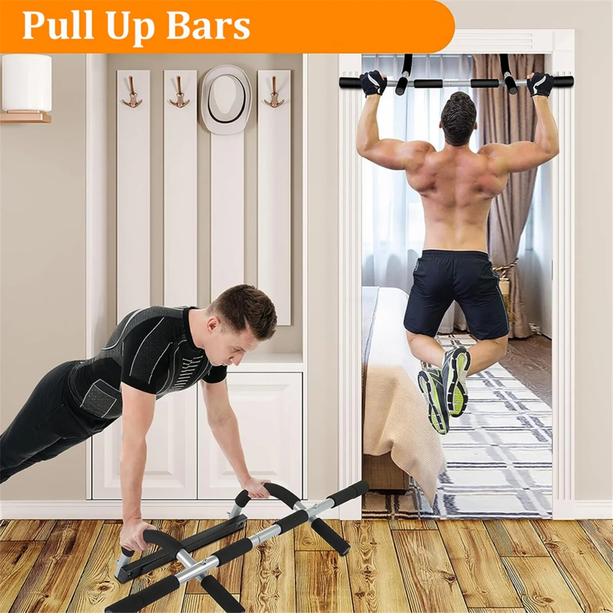A71Z Wall Mounted Pull Up Bar - Chin Up Bar for Doorway, Multi-Gym Home Fitness Equipment with Enhanced Door Frame Protection