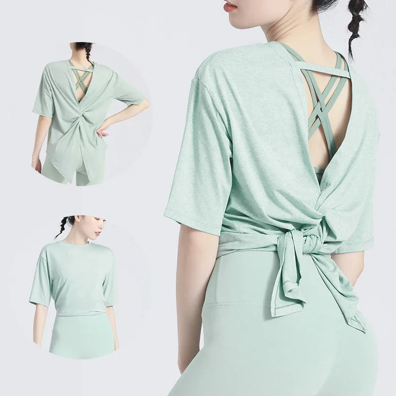 2024 fashion Spring Summer New Yoga Clothes Top Short Sleeve Women's Workout Simple Running Fitness T-shirt Gym Sport Running