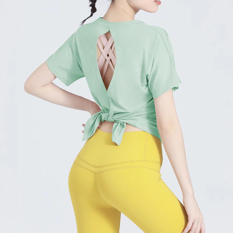2024 fashion Spring Summer New Yoga Clothes Top Short Sleeve Women's Workout Simple Running Fitness T-shirt Gym Sport Running
