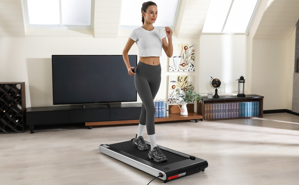 2.5 HP Walking Pad, [0.6-3.8 MPH] [256 LBS] Under Desk Treadmill, [Plug and Play] [Remote & LCD Display] Portable Treadmill