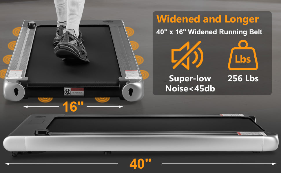 2.5 HP Walking Pad, [0.6-3.8 MPH] [256 LBS] Under Desk Treadmill, [Plug and Play] [Remote & LCD Display] Portable Treadmill