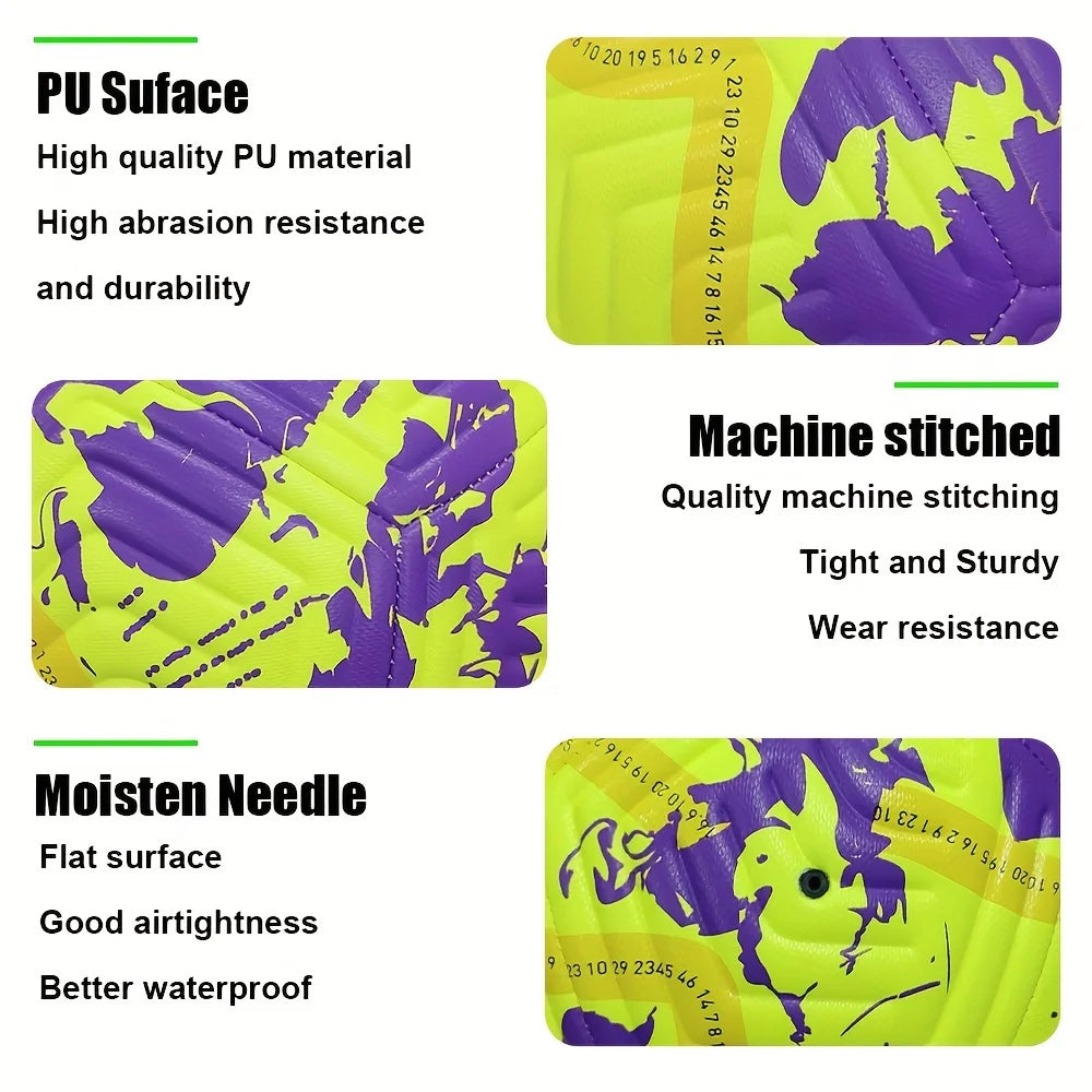 Soccer Ball Official Size 5 Three Layer Wear Rsistant Durable Soft PU Leather Seamless Football Team Match Group Train Game Play