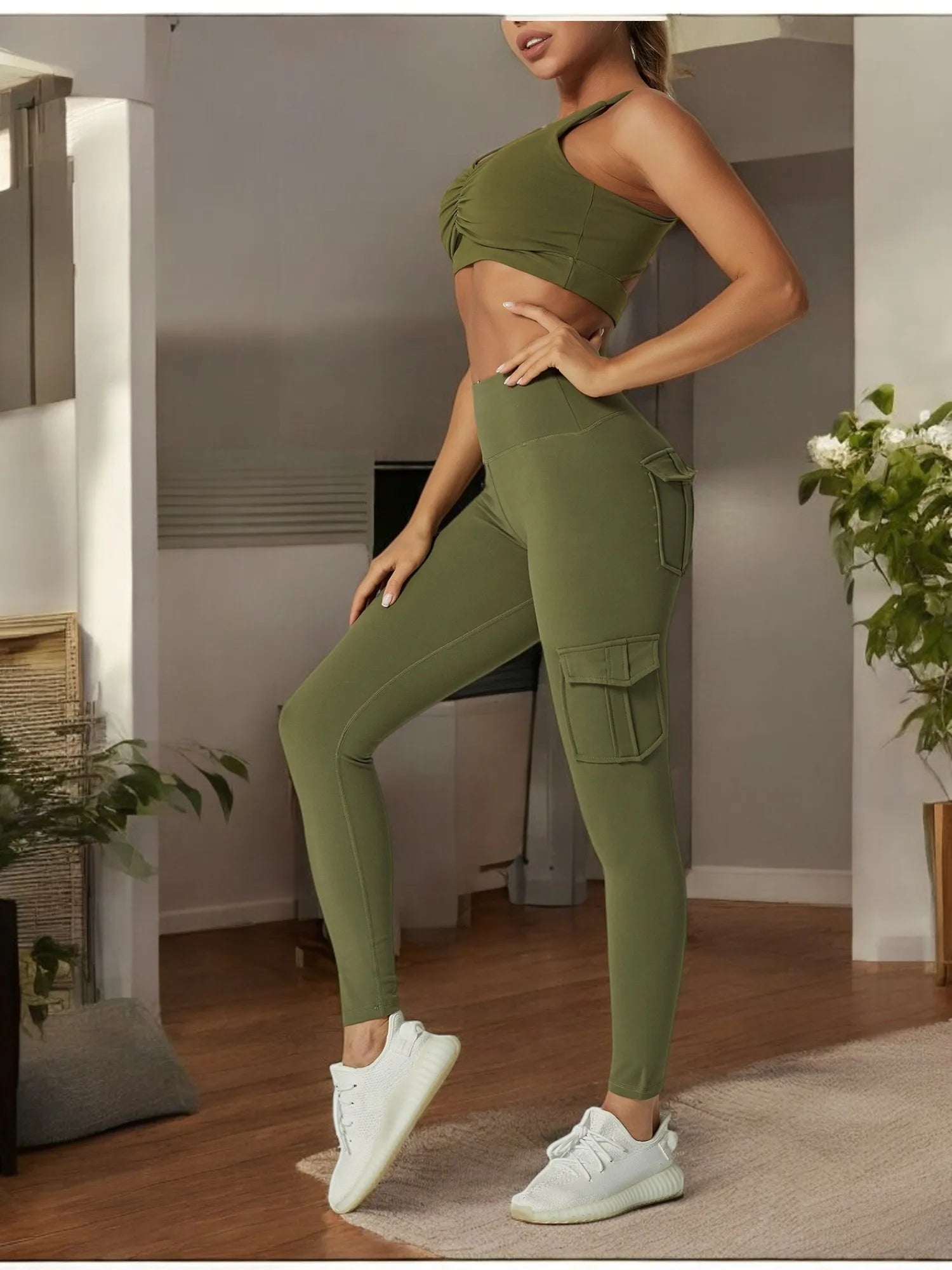 Sportswear Woman Gym Yoga Clothing 4 Pocket High Waist Stretch Tummy Control Sports Leggings Women Tights for Fitness Running