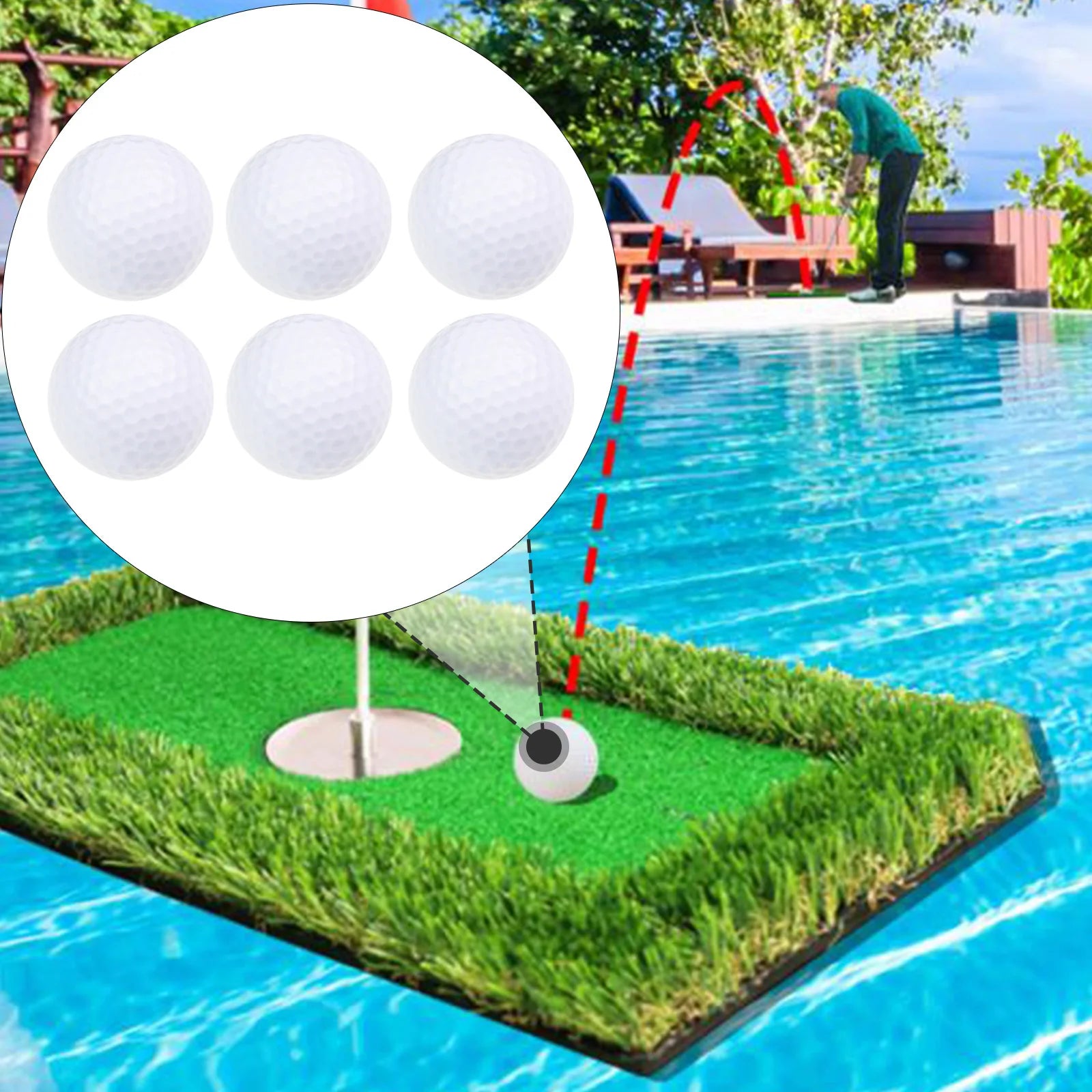 6Pcs Golf Floating Balls Pool Practice Competition Practical Training Aid for Golfers Water Sports Durable Foam Balls Swim Train