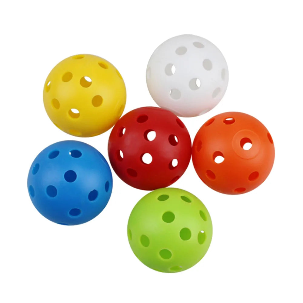 12PcsPractice Golf Balls  Hollow Plastic Golf Training Balls Colored Airflow Golf Balls Swing Practice Driving Range PE Toy Ball