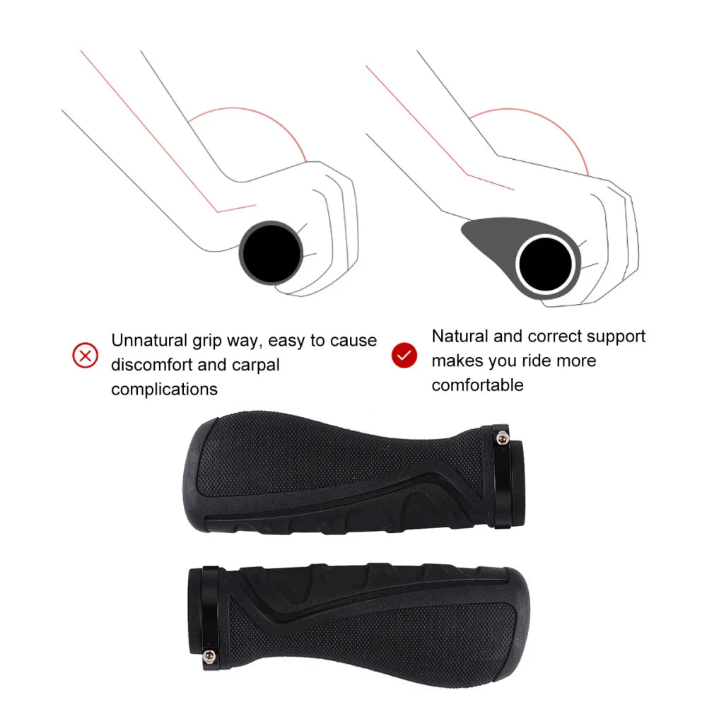 2 Pcs Durable Rubber Non Slip Bike Handlebar Grips Mountain Bicycle Grips With Anti Skid Surface Universal Fit Cycling
