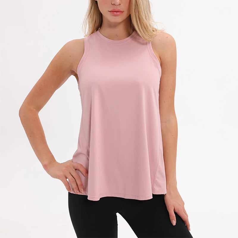 Loose Activewear Yoga Tank Top – Open Back Athletic Vest