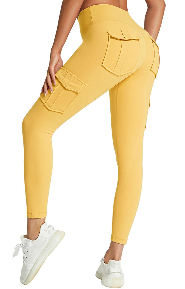 Sportswear Woman Gym Yoga Clothing 4 Pocket High Waist Stretch Tummy Control Sports Leggings Women Tights for Fitness Running