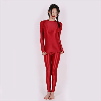 2021 New Yoga Suit Oily pants+ top Silky Shiny sexy workout clothes for women High elastic plus size gym clothing Set