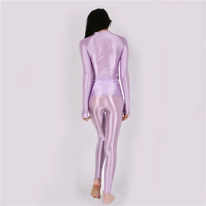 2021 New Yoga Suit Oily pants+ top Silky Shiny sexy workout clothes for women High elastic plus size gym clothing Set