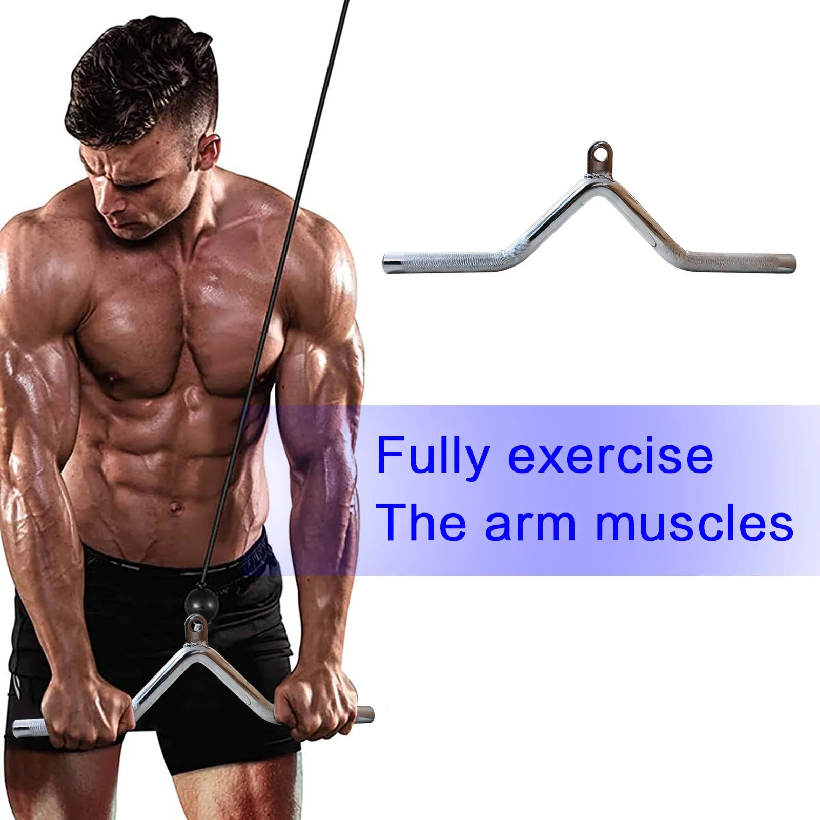 Gym Home Equipment Accessories Lat Pull Down Bar， Chrome-plated Surface Anti-rust High Load-bearing Fitness Tricep Rope Training