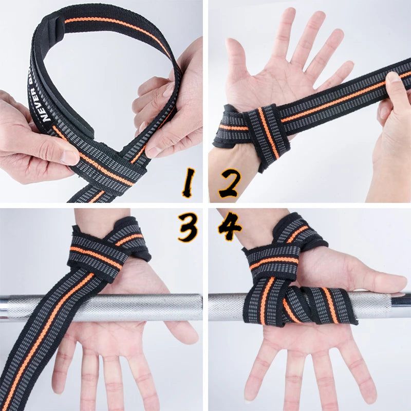 MKAS Padded Cotton Lifting Straps For Deadlifts Weight Lifting Wrist Support Belt Crossfit Hand Grips Fitness Bodybuilding