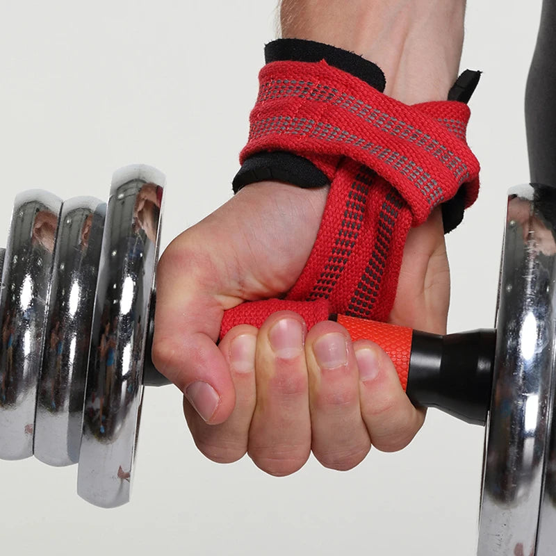 MKAS Padded Cotton Lifting Straps For Deadlifts Weight Lifting Wrist Support Belt Crossfit Hand Grips Fitness Bodybuilding
