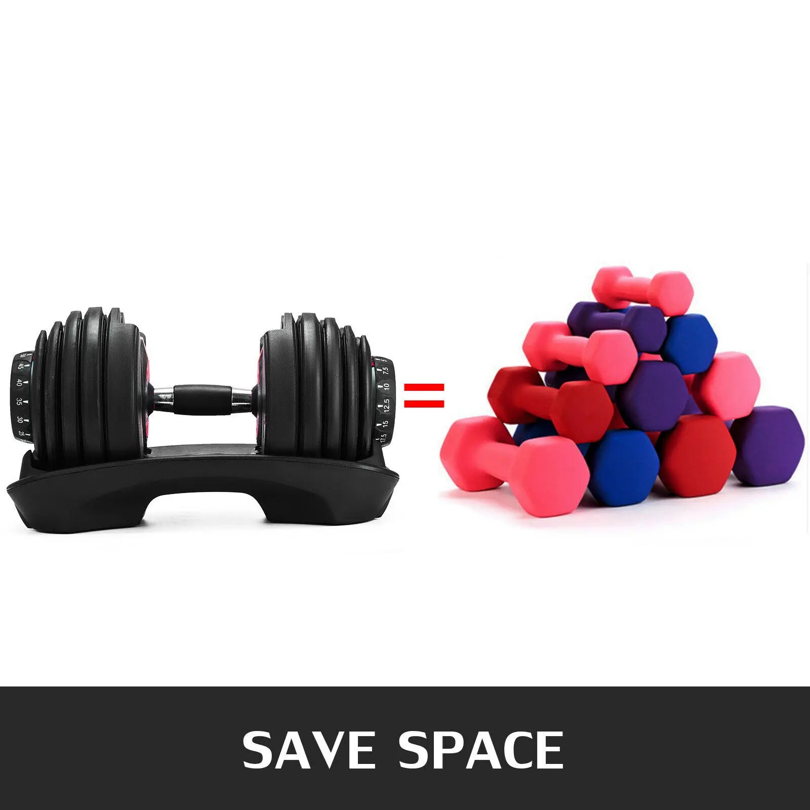 VEVOR 24Kg Dumbbells Adjustable 2.5-24KG Fitness Workouts Dumbbells Set Sports Fitness Equipment For Exercise Health