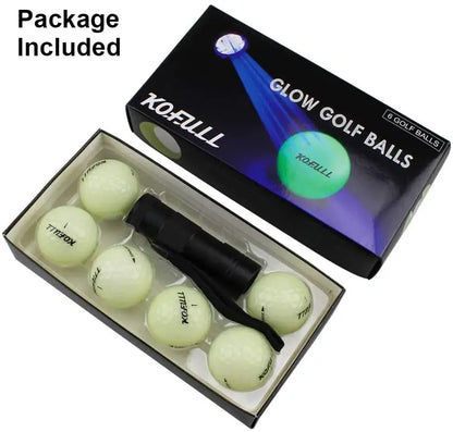 6 Packs Glow Golf Balls for Night Sports Tournament Fluorescent Glow In The Dark Long Lasting Bright Luminous Night Golf Ball