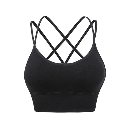 Sports Bra Womens Cross Back Sport Bras Padded Strappy Cross Cropped Bras Yoga Crop Top Workout Fitness Bras Bralette